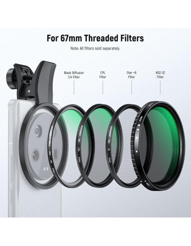 Abrazadera de Filtro de Lente NEEWER 67mm para Teléfono