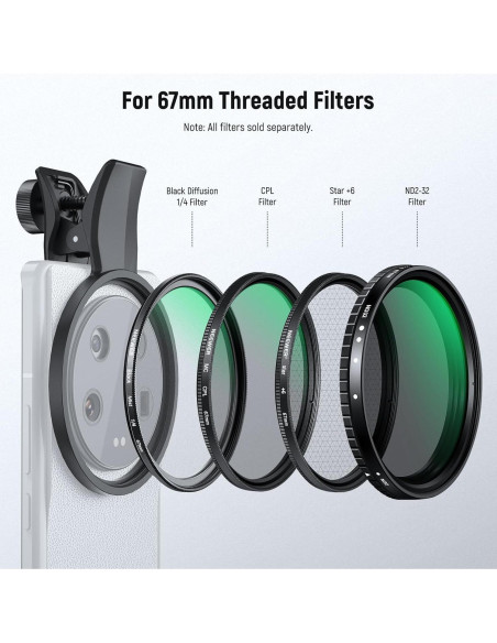 Abrazadera de Filtro de Lente NEEWER 67mm para Teléfono