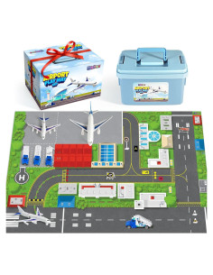Juego de Juguetes de Aviación Madzee con Alfombrilla 69x102cm