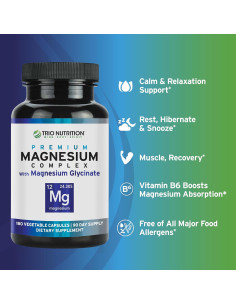 Suplemento de Magnesio Glicinato Trio Nutrition 420 mg 90 Cápsulas 2