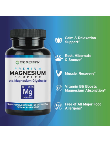 Suplemento de Magnesio Glicinato Trio Nutrition 420 mg 90 Cápsulas