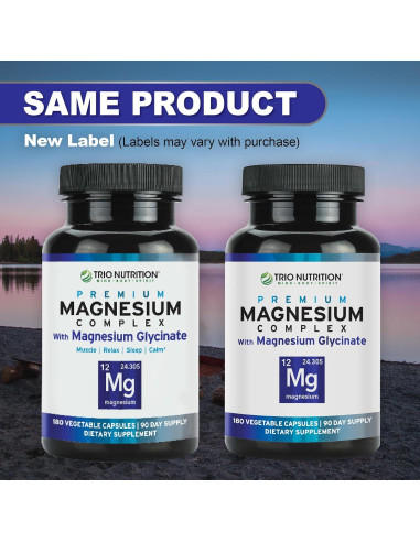 Suplemento de Magnesio Glicinato Trio Nutrition 420 mg 90 Cápsulas