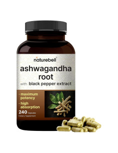 Suplemento de Ashwagandha NatureBell 240 Cápsulas 12500 mg
