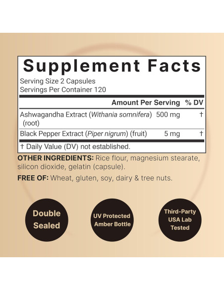 Suplemento de Ashwagandha NatureBell 240 Cápsulas 12500 mg