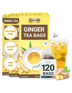 Té de Jengibre LeafLea 120 Bolsitas, 100% Pura Raíz, Sin Cafeína