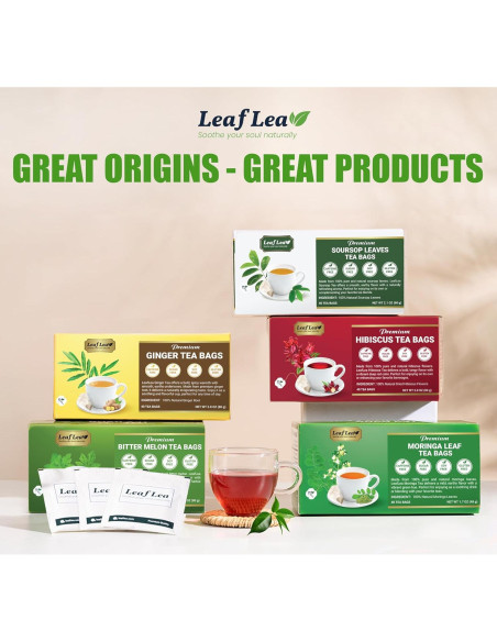 Té de Jengibre LeafLea 120 Bolsitas, 100% Pura Raíz, Sin Cafeína
