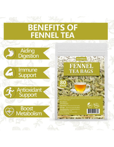 Té de Hinojo Premium YILINSHA 80 Bolsitas Naturales Sin Cafeína