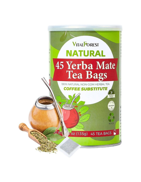 45 Bolsitas de Té de Yerba Mate VitalForest Argentina Ecológico