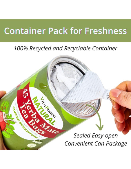 45 Bolsitas de Té de Yerba Mate VitalForest Argentina Ecológico