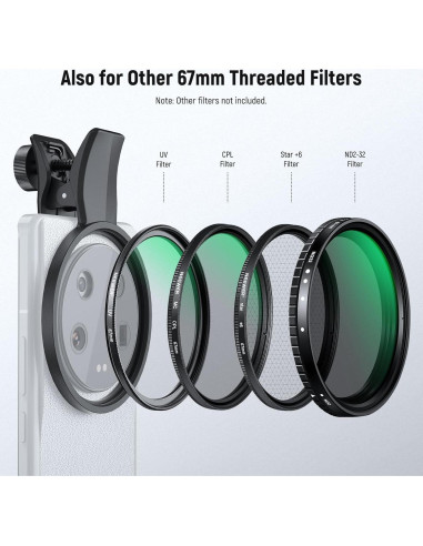 Filtro de Difusión Negra 1/4 NEEWER 67mm para Smartphone