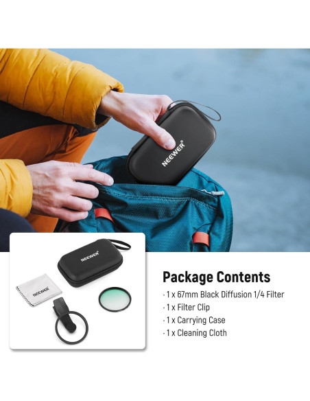 Filtro de Difusión Negra 1/4 NEEWER 67mm para Smartphone