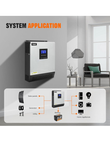 Inversor Solar PowMr 2400W 24VDC a 110V/120VAC Onda Pura