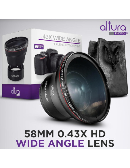 Lente Gran Angular 58MM HD 0.43X Altura Photo con Macro