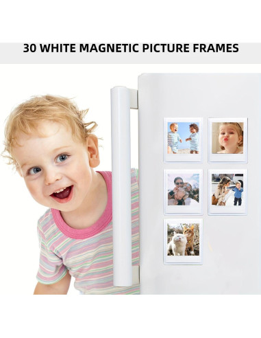 Paquete de 30 Marcos Magnéticos WOGOAZN para Fotos SQ 7.4x8.6 cm