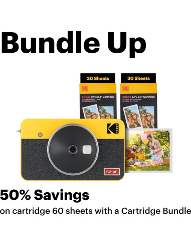 Cámara Digital Instantánea KODAK Mini Shot 2 Retro + Impresora 8 Hojas