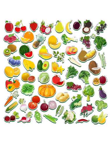 SpriteGru 59 Piezas Imán Frutas y Verduras para Niños