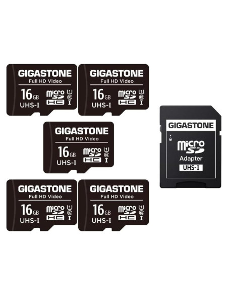 GIGASTONE Tarjeta Micro SD 16GB Paquete de 5 UHS-I Clase 10
