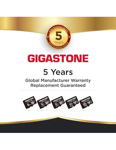 GIGASTONE Tarjeta Micro SD 16GB Paquete de 5 UHS-I Clase 10