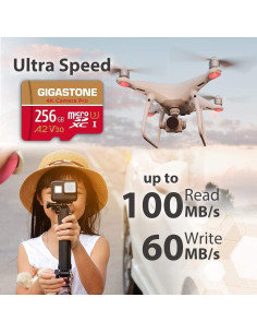 Tarjeta Micro SD Gigastone 256GB A2 V30 4K UHD con Adaptador 2