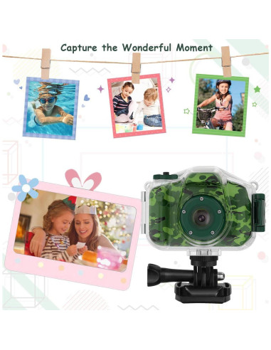Cámara Impermeable DEKER para Niños 1080P Verde con 32GB