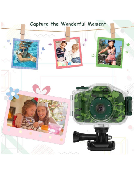 Cámara Impermeable DEKER para Niños 1080P Verde con 32GB