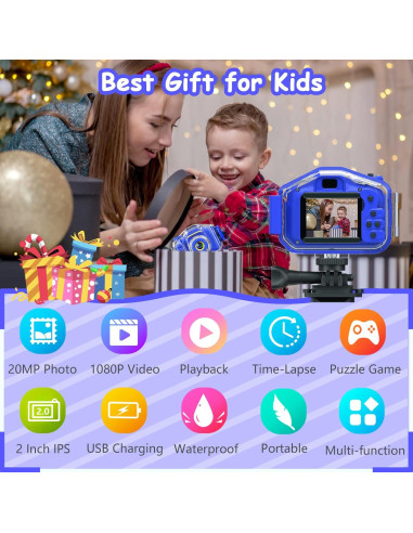 Cámara Impermeable DEKER E1 para Niños 1080P Azul Oscuro