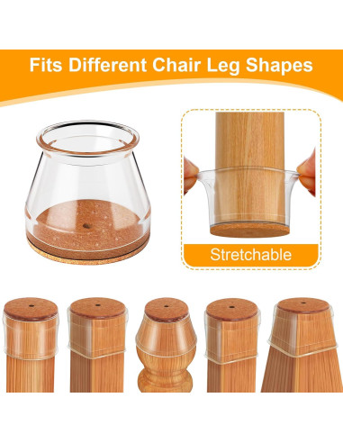 Ansible Protectores de Suelo para Patas de Sillas 24 Pcs