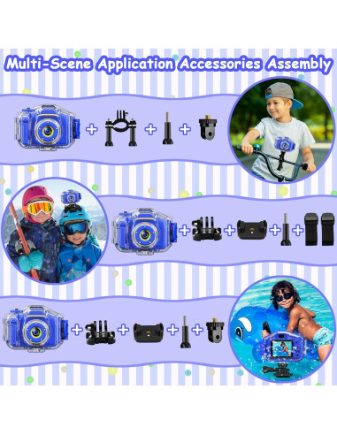 Cámara Impermeable DEKER E1 para Niños 1080P Azul Oscuro