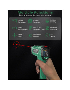 Pistola Termómetro Infrarrojo SQECH SIT800 -50C a 800C 2