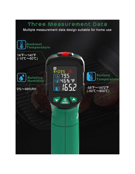 Pistola Termómetro Infrarrojo SQECH SIT800 -50C a 800C