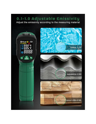 Pistola Termómetro Infrarrojo SQECH SIT800 -50C a 800C