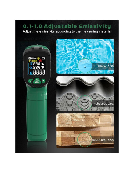 Pistola Termómetro Infrarrojo SQECH SIT800 -50C a 800C