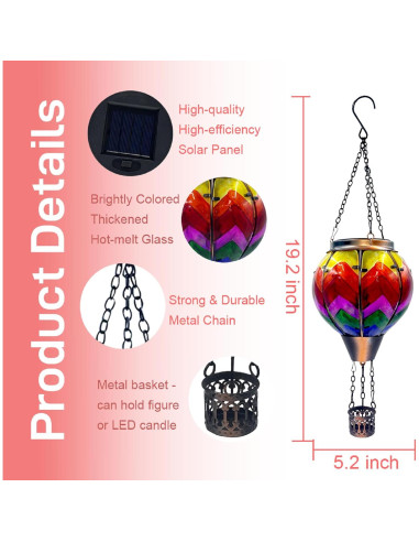 Linterna Solar Globo Aerostático OUISJYER 48.8 cm Exterior