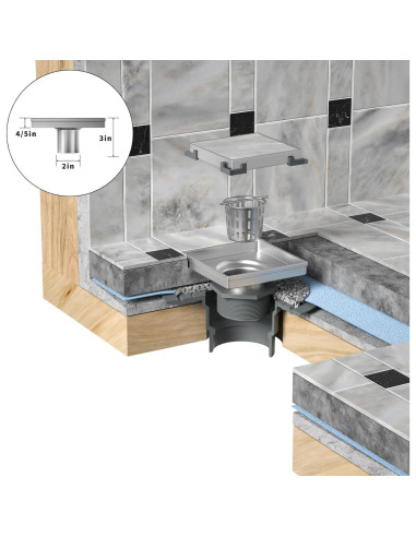 Desagüe de Ducha Cuadrado 15.24 cm Bernkot Acero Inoxidable