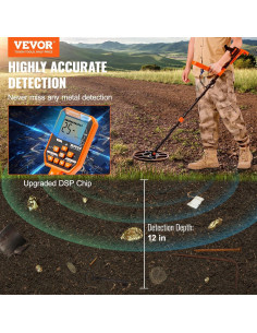 Detector de Metales VEVOR IP68 12" Profesional Recargable 2