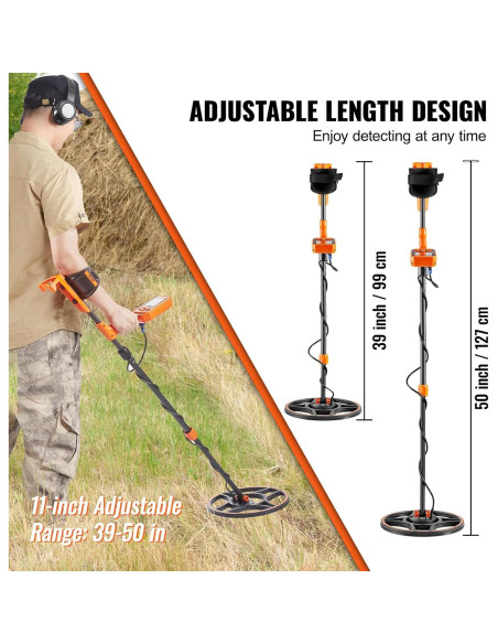 Detector de Metales VEVOR IP68 12" Profesional Recargable