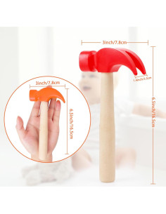 Paquete de 2 Juguetes Martillo de Madera Hxezoc 16.5x7.6cm 2
