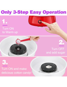 Máquina de Algodón de Azúcar ATSENT Rojo 1.25 kg 2