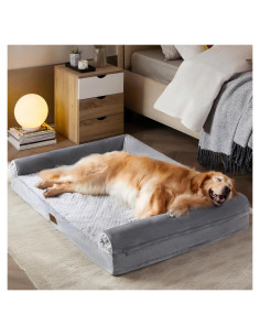 Cama ortopédica para perros grandes WNPETHOME 91x68cm gris