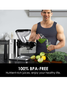 Exprimidor Lento Masticador Fretta Edge Max 200W Acero Inoxidable 2