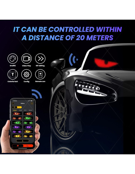 Ojos LED para Parabrisas RHYVON EMD, Control Remoto y APP