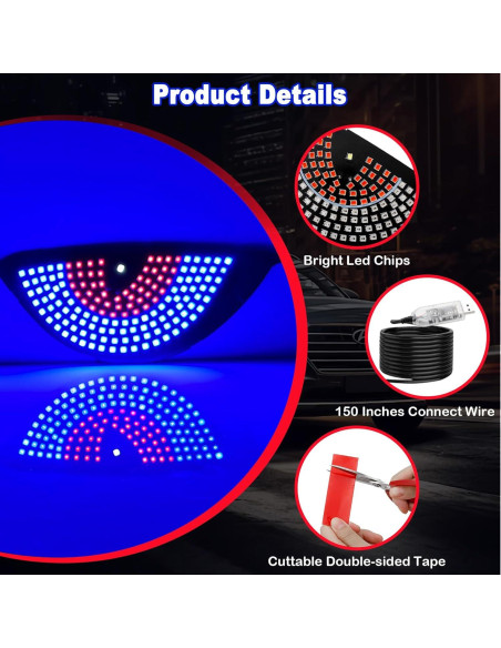Luz LED Ojos del Diablo LECART para Autos USB Rojo y Azul