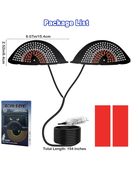 Luz LED Ojos del Diablo LECART para Autos USB Rojo y Azul