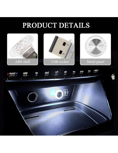 Hovom Lámpara LED de Ambiente Interior de Coche USB 4PCS