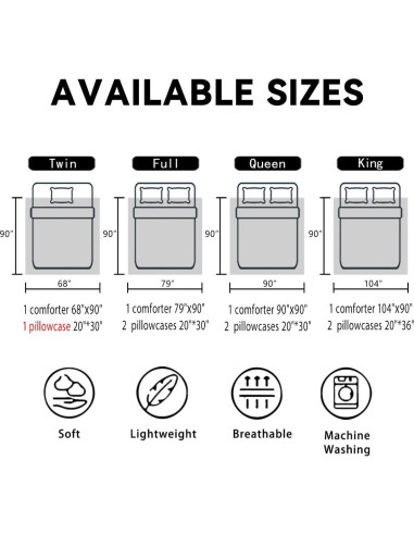 Juego de Edredón Rey jejeloiu Sol Luna Microfibra Floral