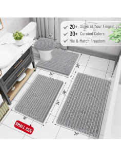 Alfombra de baño Arotive 61x41 cm gris claro antideslizante 2