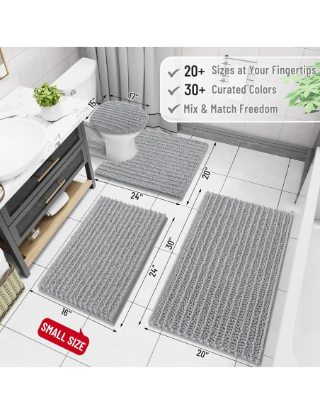 Alfombra de baño Arotive 61x41 cm gris claro antideslizante