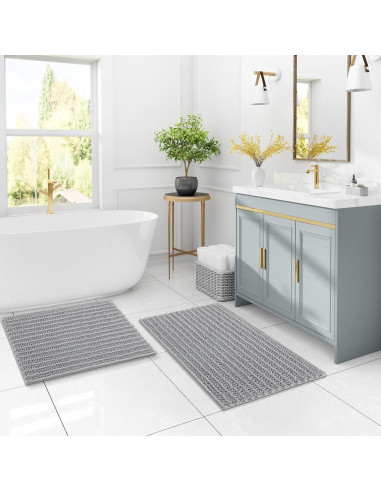 Alfombra de baño Arotive 61x41 cm gris claro antideslizante
