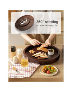 Mesa Giratoria de Acacia Tidita 40.6 cm Nogal - Lazy Susan 2