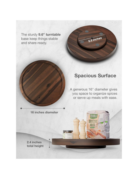 Mesa Giratoria de Acacia Tidita 40.6 cm Nogal - Lazy Susan